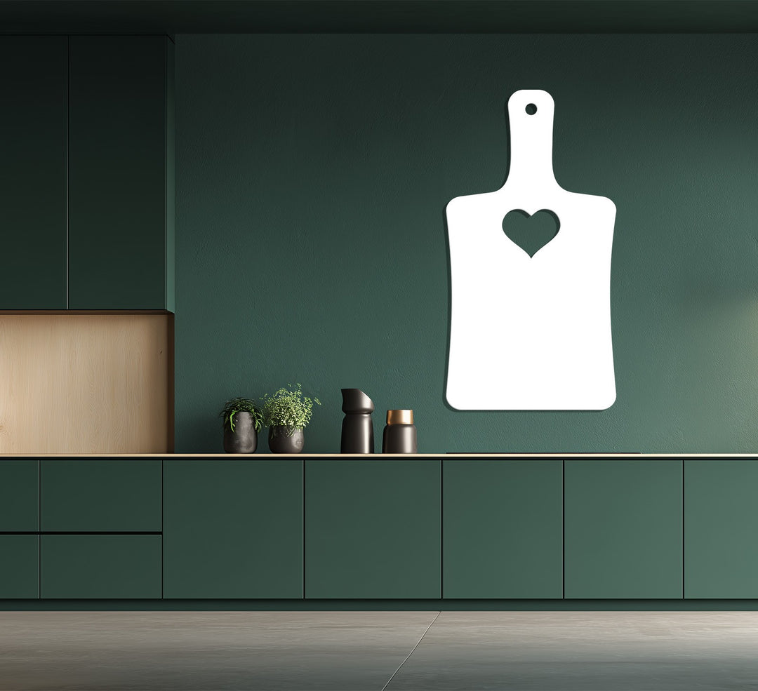 Heart Cutout Cutting Board – Minimalist Kitchen Metal Wall Art