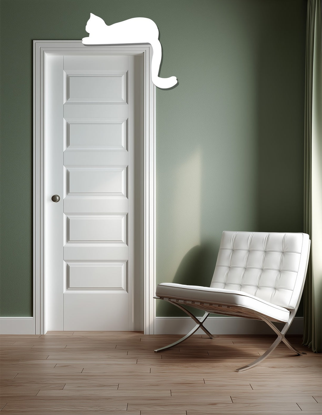 قطة مسترخية – ديكور مدفأة معدني بسيط