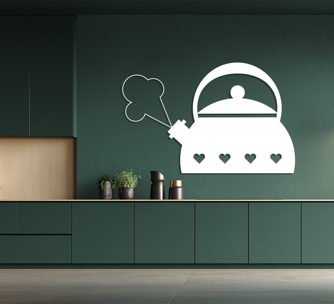 Heart Kettle Silhouette – Cozy Kitchen Metal Wall Art