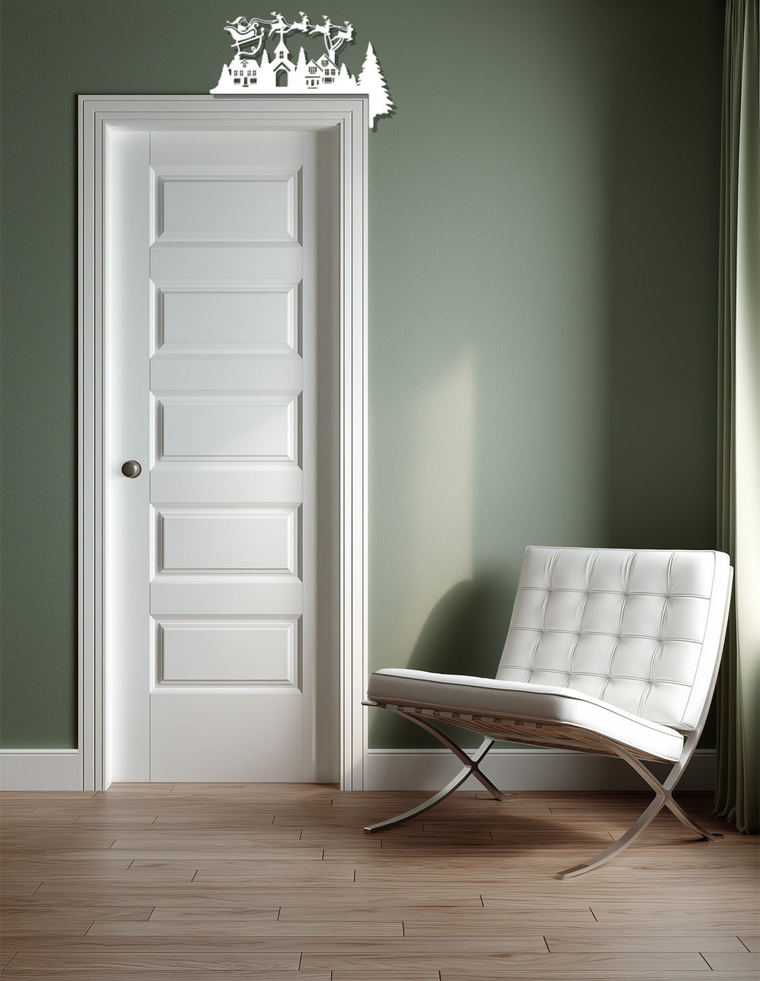 قرية ليلة عيد الميلاد – ديكور مدفأة معدني على شكل زلاجة سانتا