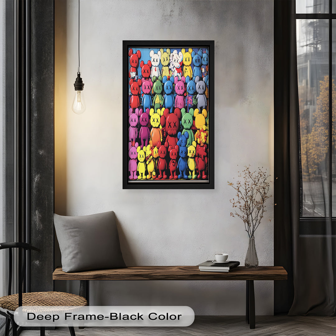 KAWS Rainbow Parade – Mehrfarbiges Pop-Art-Ölgemälde