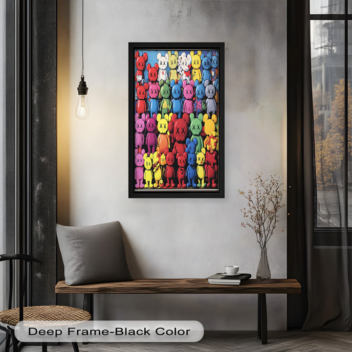 KAWS Rainbow Parade – Mehrfarbiges Pop-Art-Ölgemälde