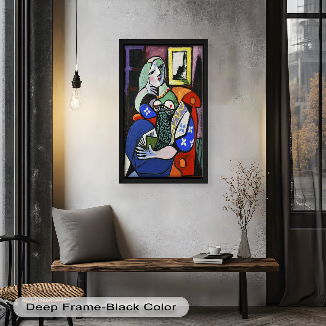 Woman with a Book – Cubist Interior Portrait Picasso Oil Painting