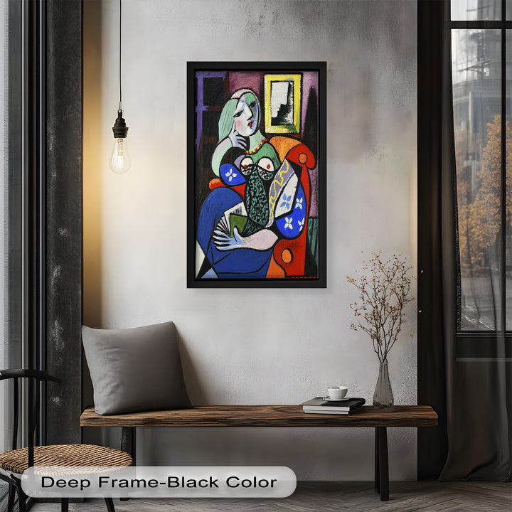 Woman with a Book – Cubist Interior Portrait Picasso Oil Painting
