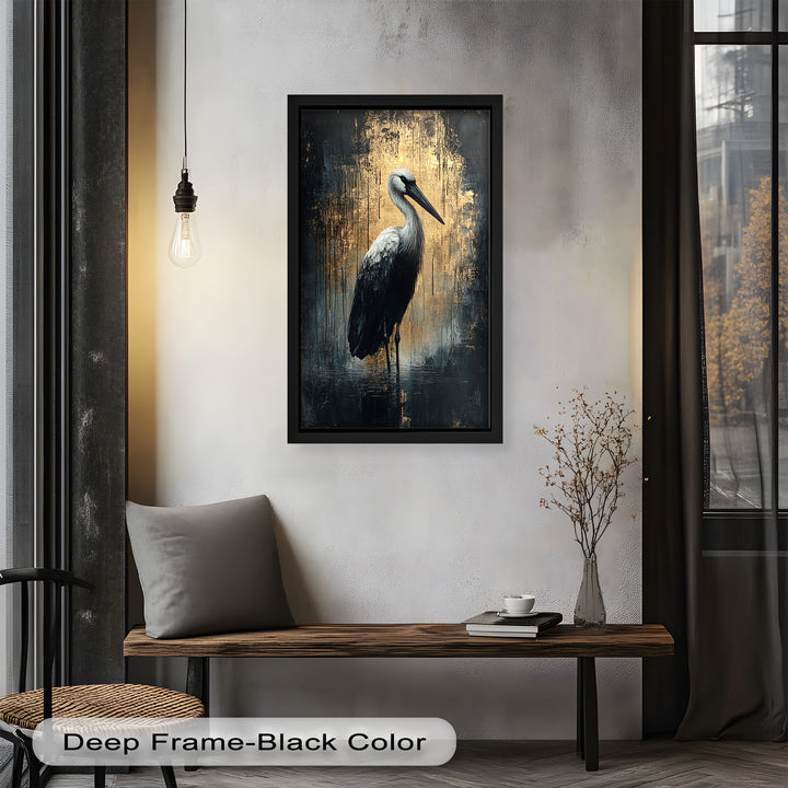 Golden Shadow Heron – Animal Oil Painting