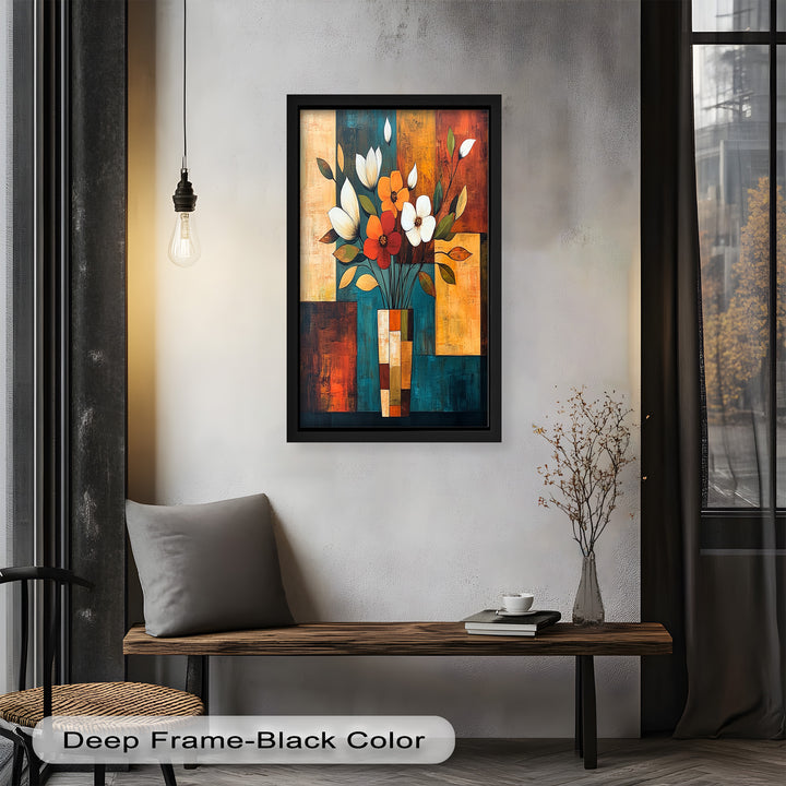 Geometric Bloom – Modern Floral Abstract Oil Painting