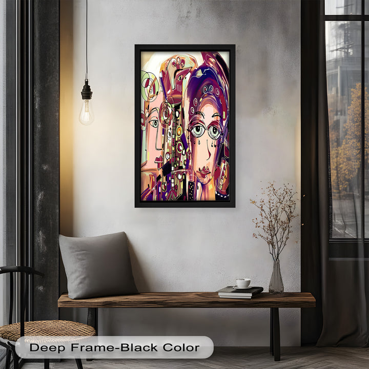 Whispers in Color – Dual Faces with Expressive Eyes Picasso Oil Painting