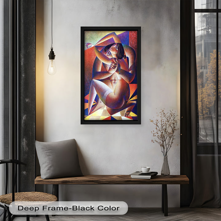 Entwined Forms – Abstract Lovers in Geometric Harmony Picasso Oil Painting