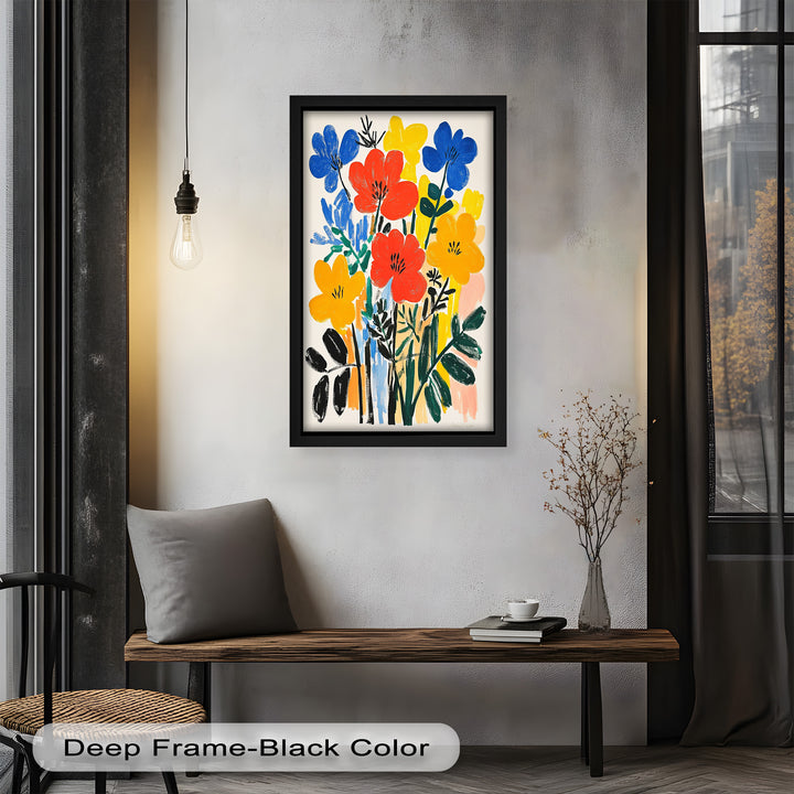 Fröhlicher wilder Garten – Fauvistisches Boho-Blumen-Ölgemälde