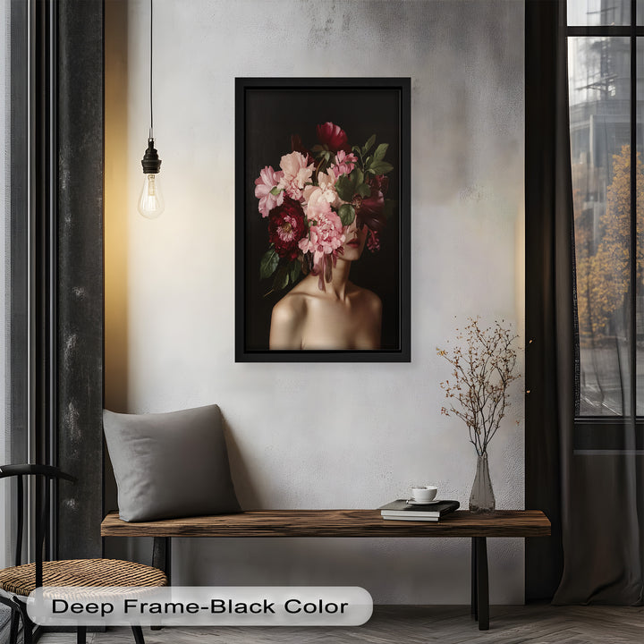 Blossom Veil – Romantic Floral Portrait Oil Painting