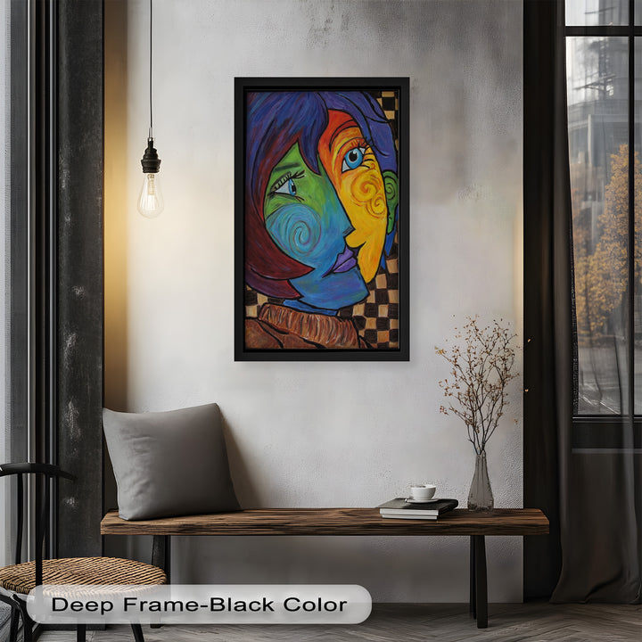 Dual Emotions – Vibrant Abstract Portrait Picasso Oil Painting