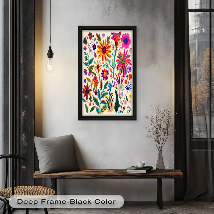 Wild Bloom Symphony – Vibrant Botanical Oil Painting