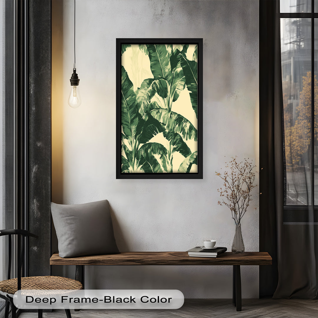 Bananenblatt-Botanische Kunst – Gerahmtes Ölgemälde