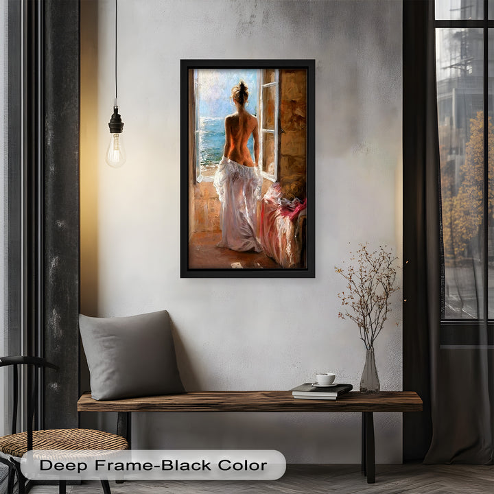 Whispers of the Sea – Romantic Woman by the Ocean Nude Oil Painting