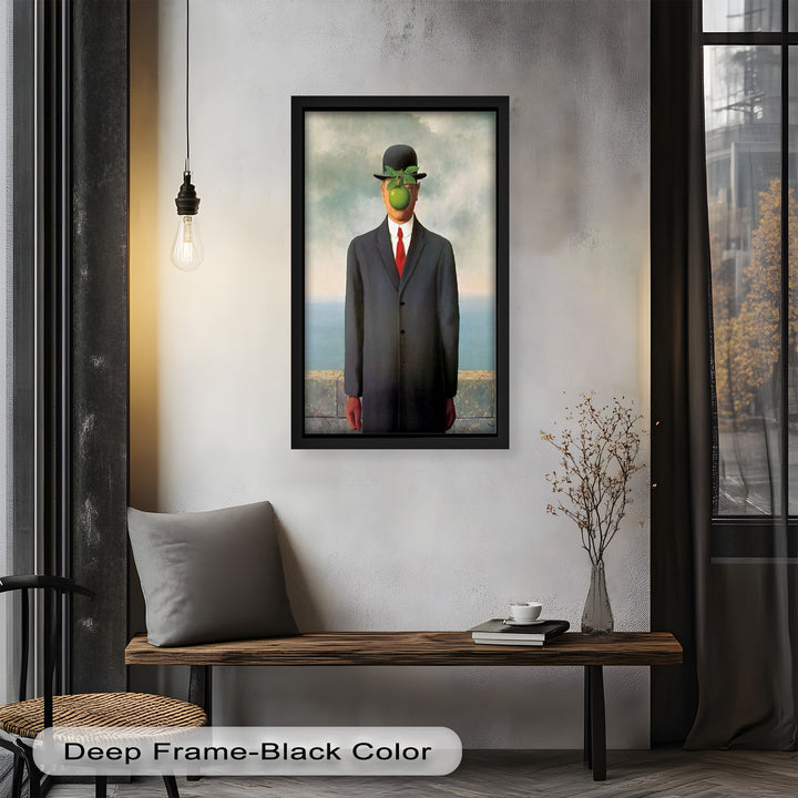The Hidden Face – Surrealist Gentleman with Green Apple Oil Painting