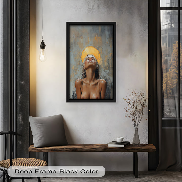 Haloed Grace – Ethereal Nude Portrait Oil Painting