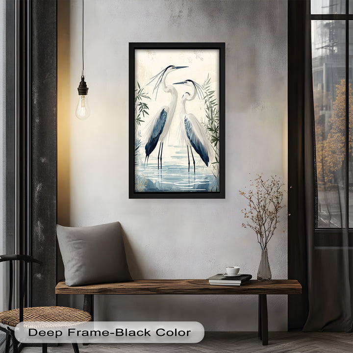 Twin Herons in Harmony – Bird Oil Painting