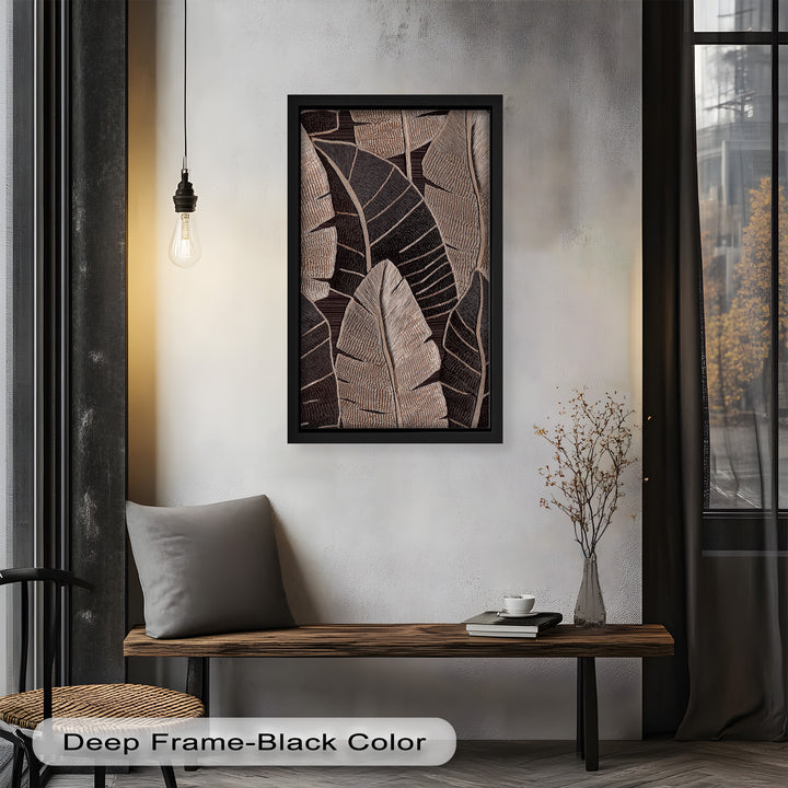 Tactile Tropics – Brown Leaf Composition Flower Oil Painting