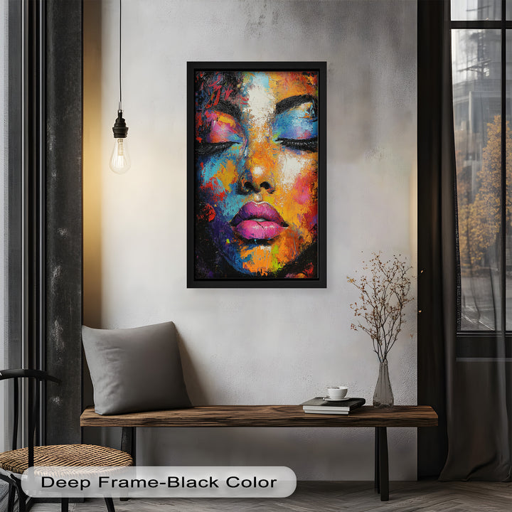 Chromatic Reverie – Bold Female Portrait in Abstract Oil Painting