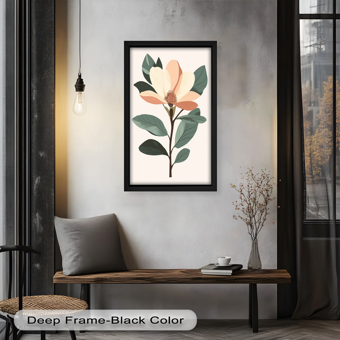 Minimal Magnolia – Elegantes botanisches Ölgemälde