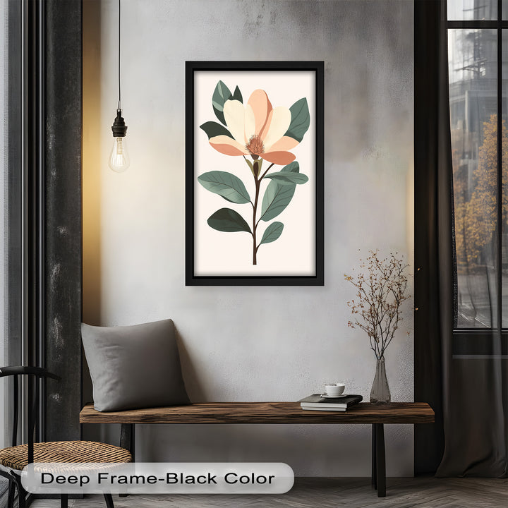 Minimal Magnolia – Elegantes botanisches Ölgemälde
