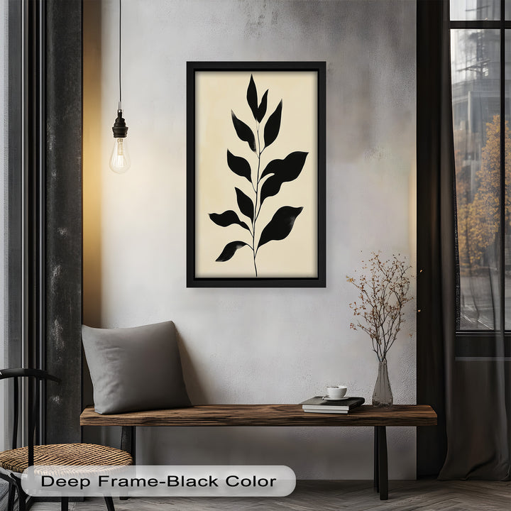 Black Botanical Minimalism – Monochrome Oil Painting