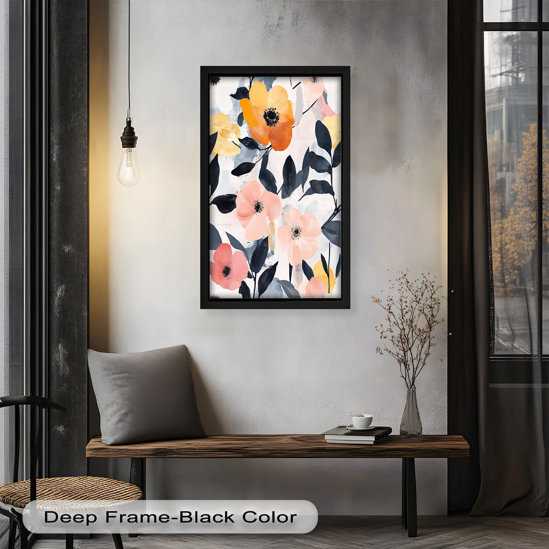 Soft Harmony – Peach and Mustard Floral Oil Painting