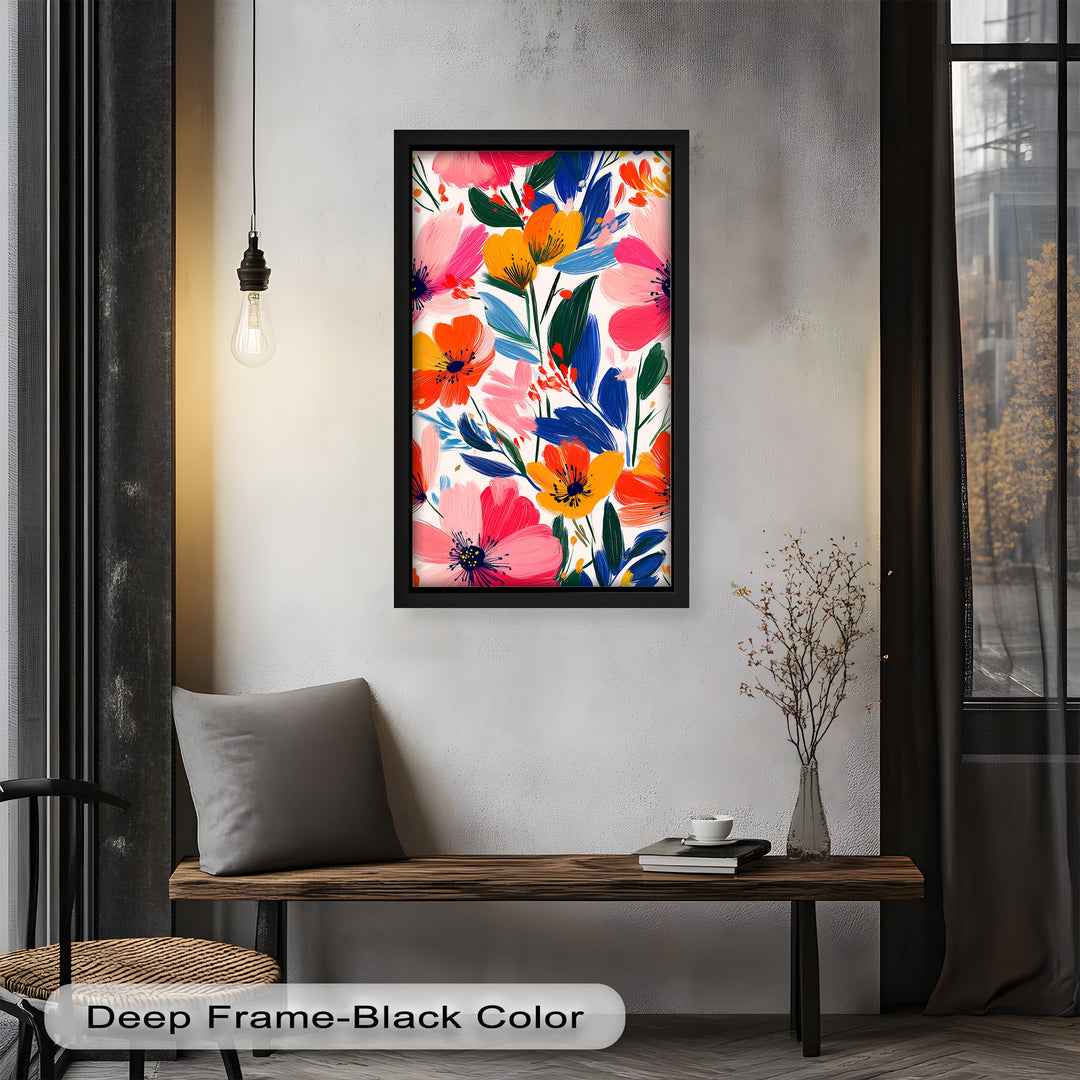 Joyful Bloom Burst – Lebendiges abstraktes Blumenölgemälde