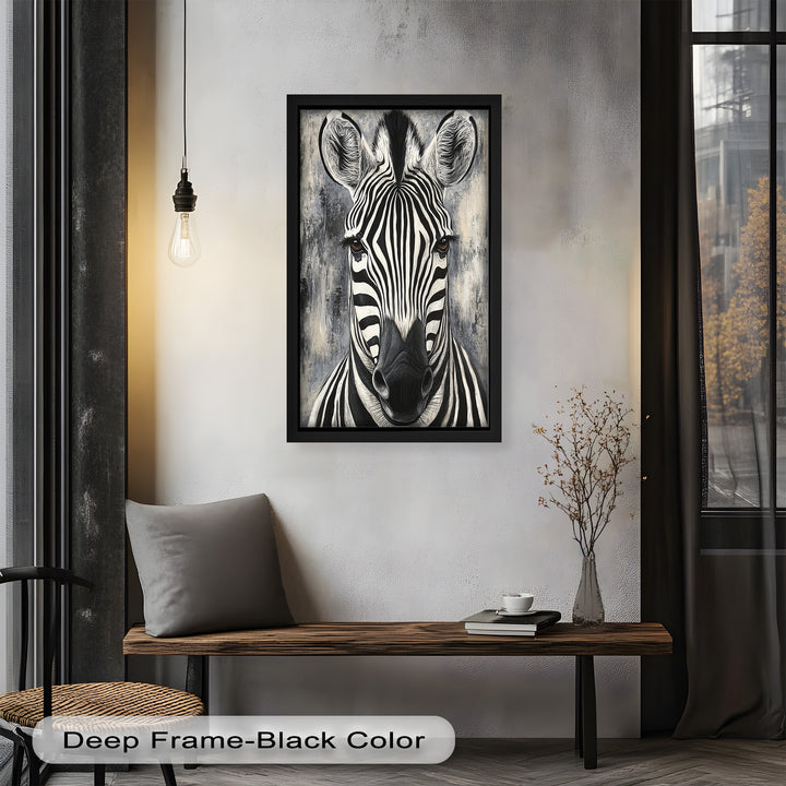 Zebra Portrait – Bold Black and White Animal Oil Painting