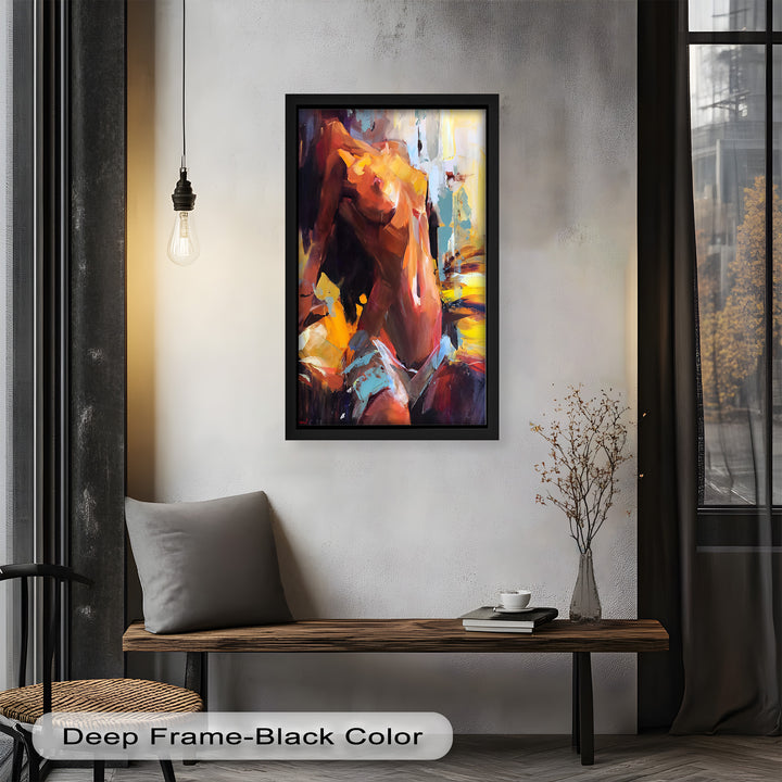 Ember Silhouette – Bold Abstract Nude Oil Painting