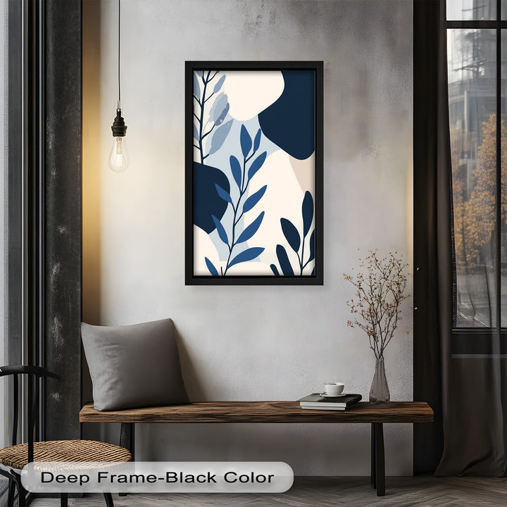 Indigo Serenity – Minimalist Botanical Oil Painting