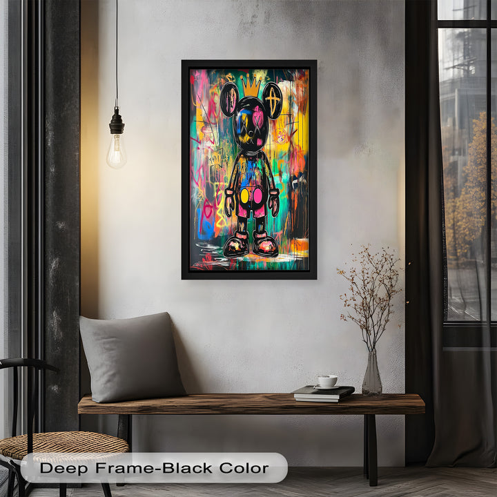 Crowned Chaos – Neon Royal KAWS Oil Painting