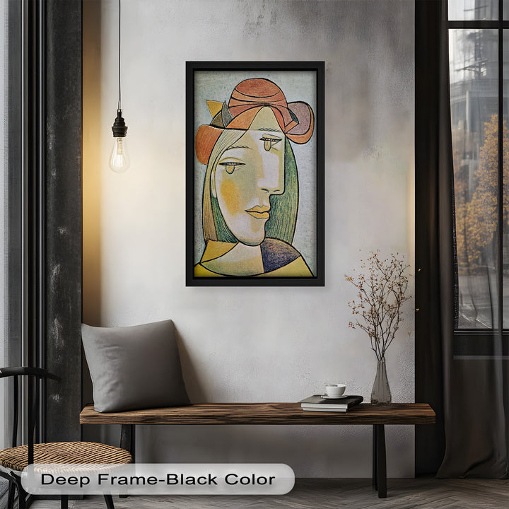 Soft Gaze of Solitude – Abstract Female Portrait Picasso Oil Painting