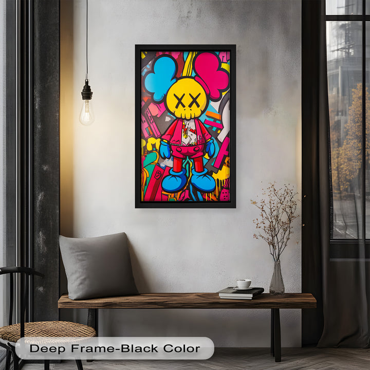 Neon Rebellion – KAWS Graffiti Ölgemälde