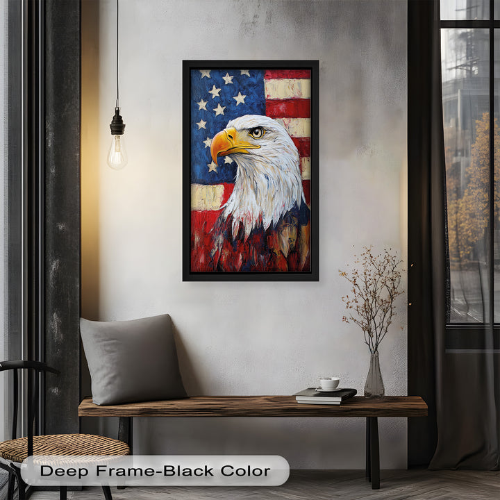 Amerikanischer Weißkopfseeadler Portrait - Patriotisches Ölgemälde