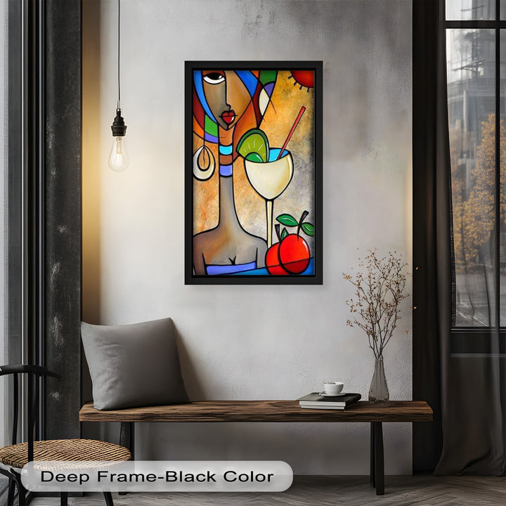 Tropical Gaze – Lebendiges Cocktail Muse Picasso Ölgemälde