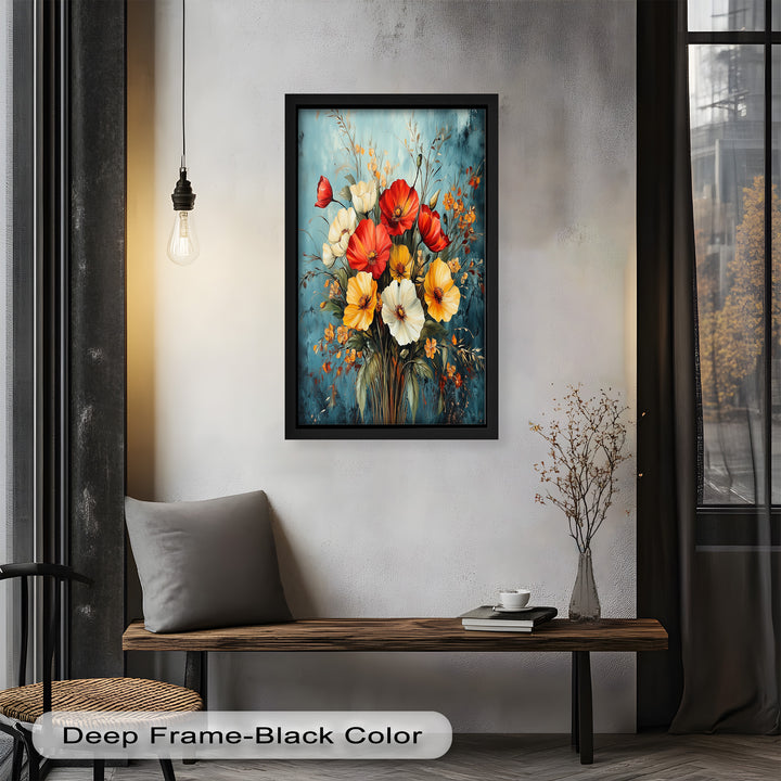 Vibrant Harmony – Multicolored Bloom Bouquet Flower Oil Painting