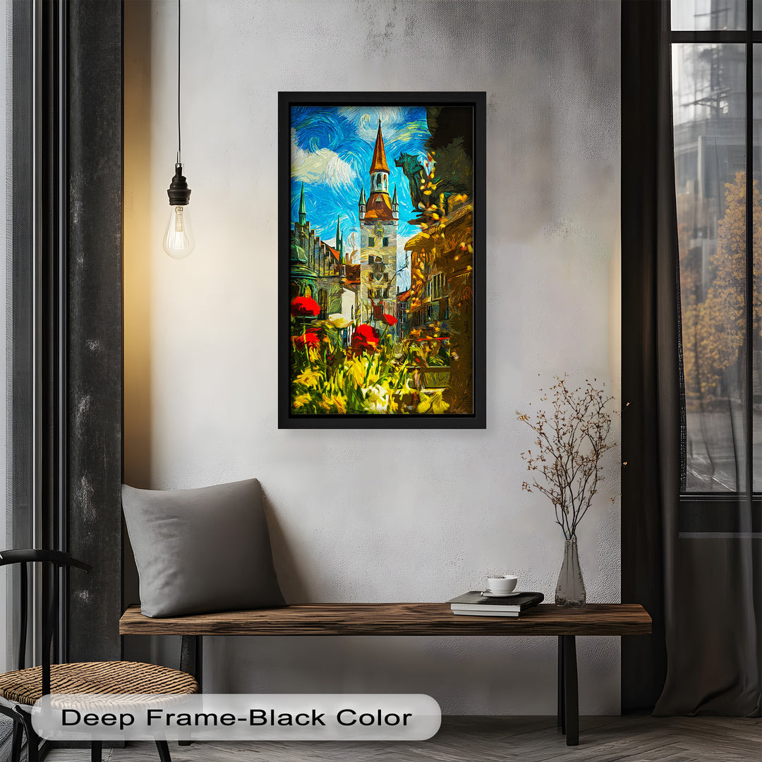 Sunlit Cathedral Square – Vibrant European Cityscape Picasso Oil Painting