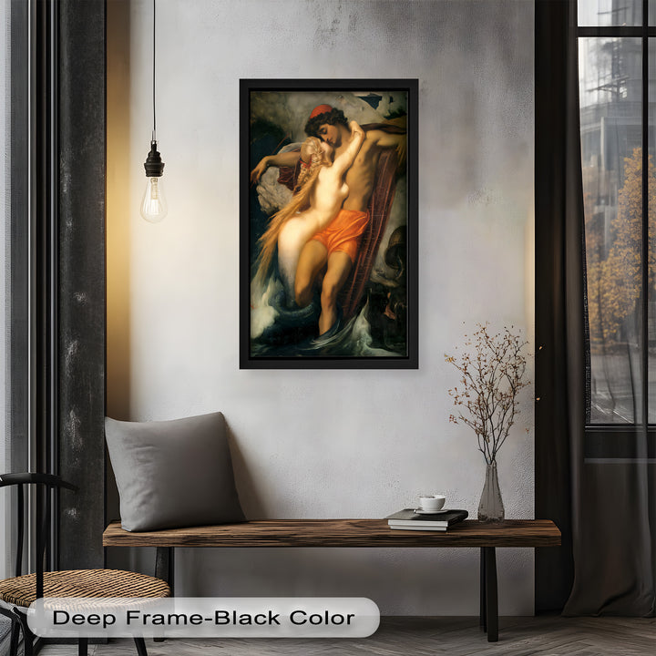 The Embrace of the Sea – Romantic Mythological Nude Oil Painting