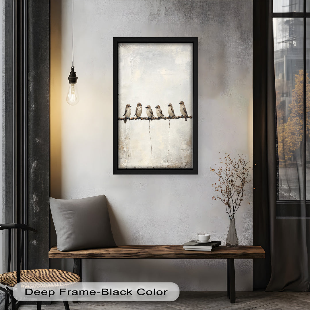 Six Birds in Stillness – Animal Oil Painting