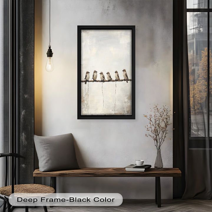 Six Birds in Stillness – Animal Oil Painting