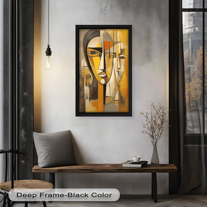 Amber Contours – Abstract Portrait Series in Picasso Oil Painting