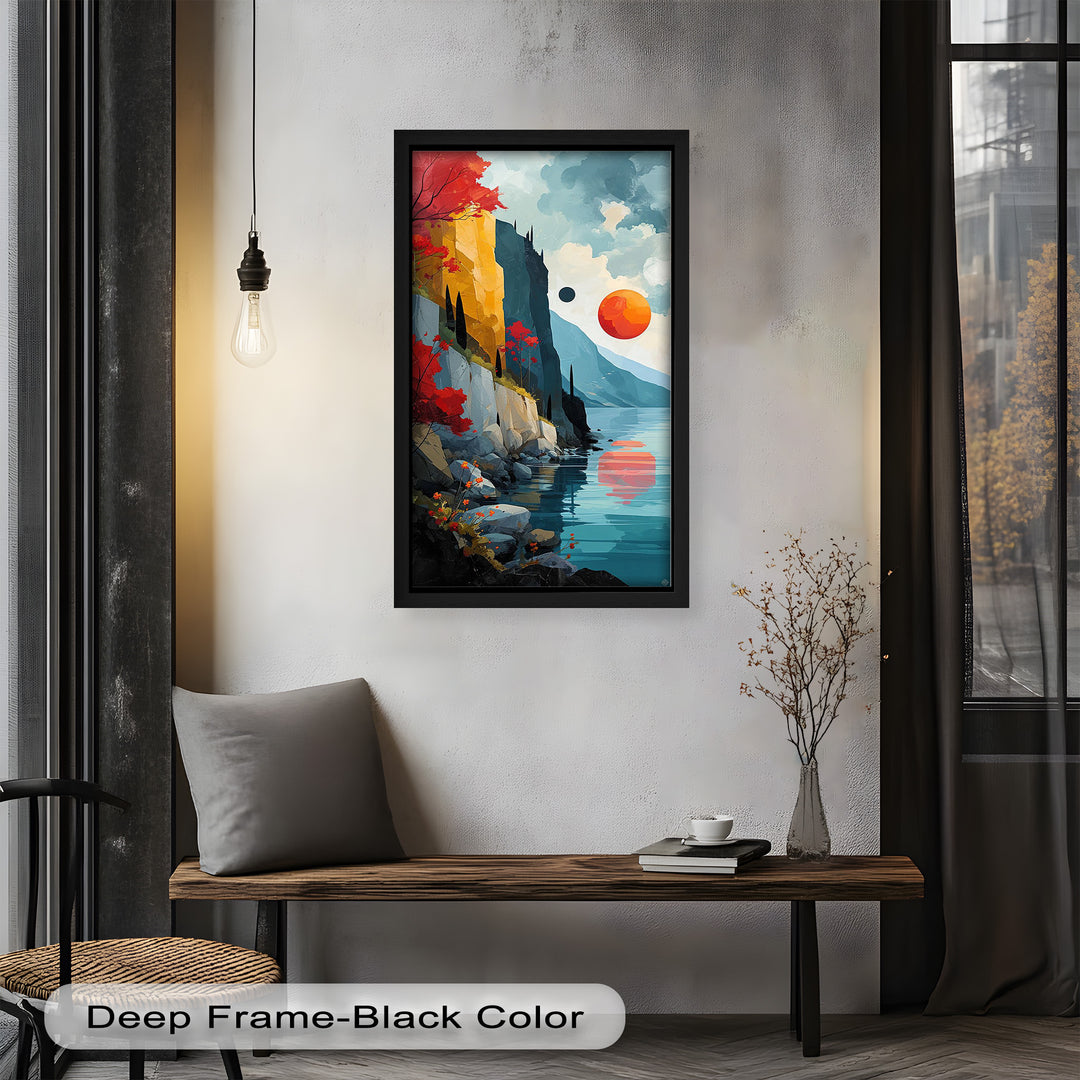 Celestial Cliffs – Surreal Coastal Landscape Picasso Oil Painting
