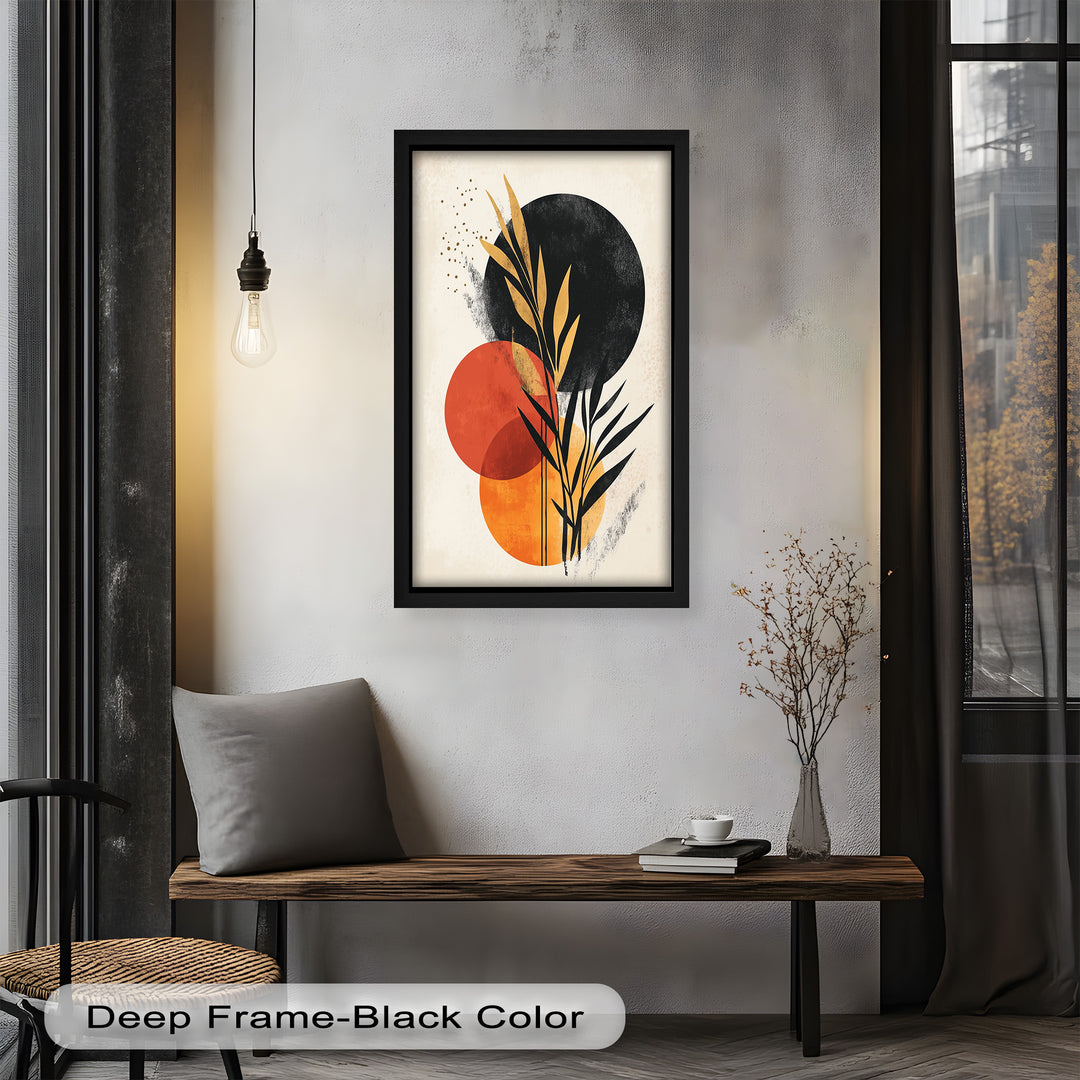 Golden Dusk – Modernes abstraktes botanisches Ölgemälde