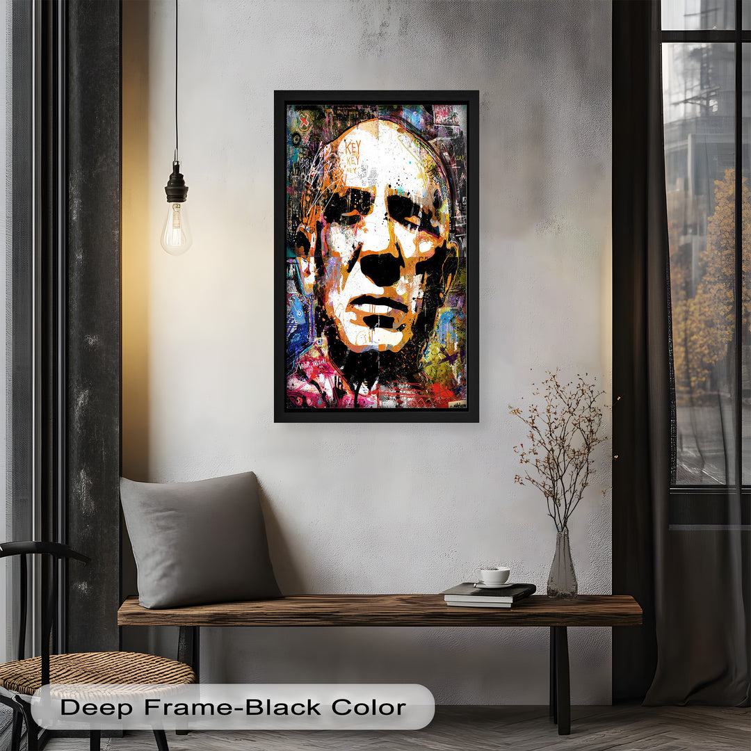 Abstract Urban Face Portrait Wall Art – Pop Art Oil Painting