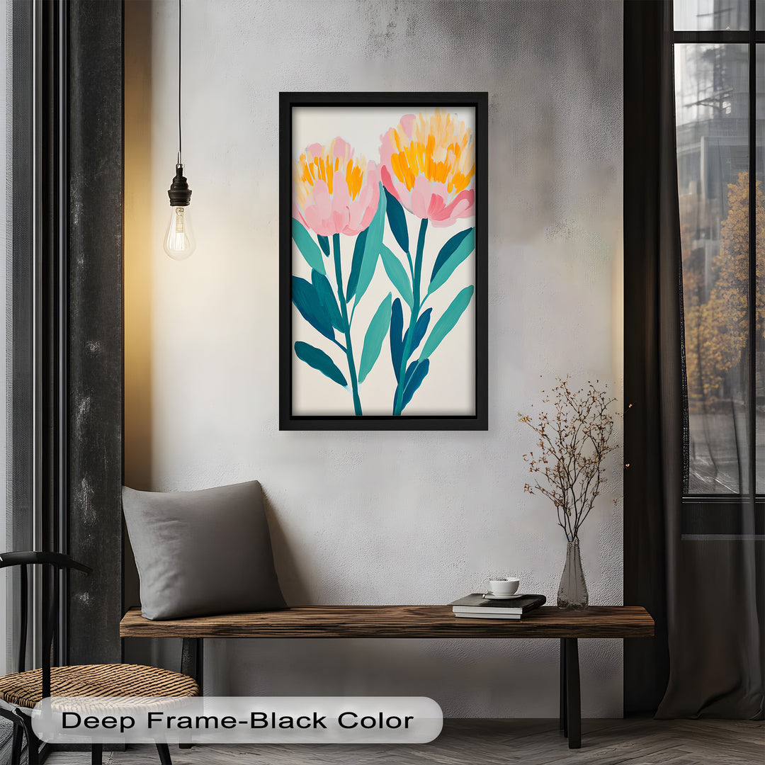 Sunburst Peonies – Modernes Boho-Blumenölgemälde