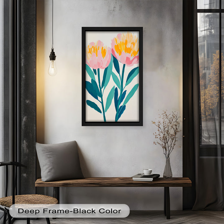 Sunburst Peonies – Modernes Boho-Blumenölgemälde