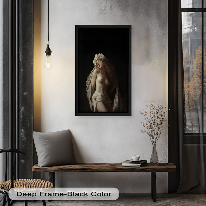 Moonlit Reverie – Classical Nude with Floral Crown Oil Painting