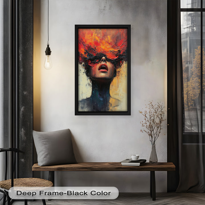 Inferno Within – Fiery Emotional Expression Abstract Oil Painting