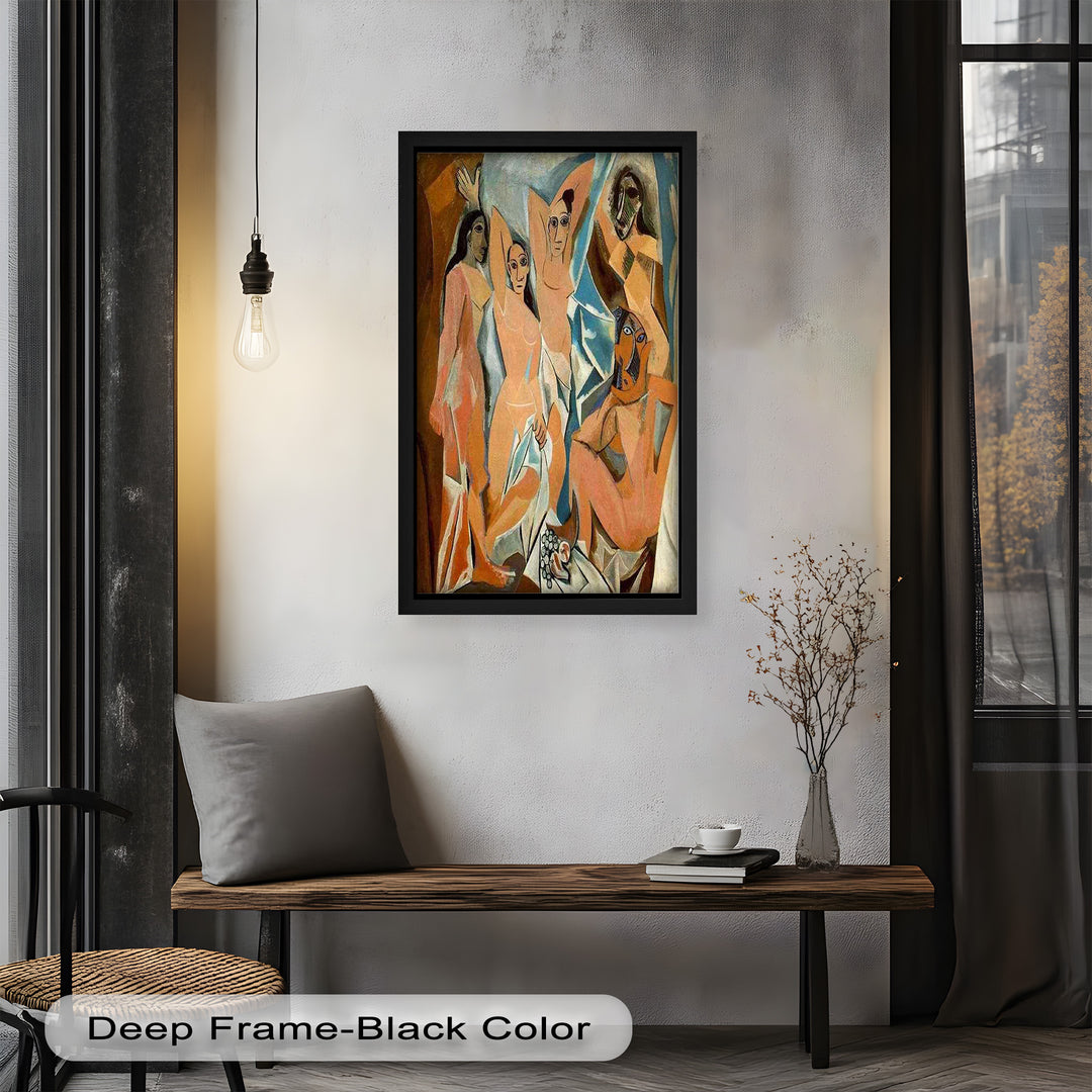 Echoes of Les Demoiselles – Picasso-Inspired Cubist Nude Figures Oil Painting